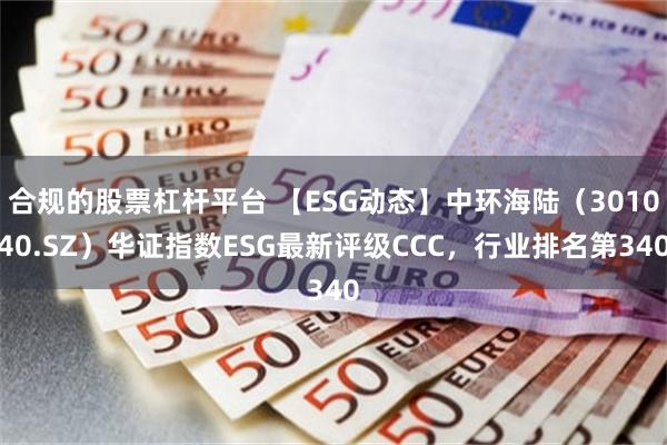 合规的股票杠杆平台 【ESG动态】中环海陆（301040.SZ）华证指数ESG最新评级CCC，行业排名第340